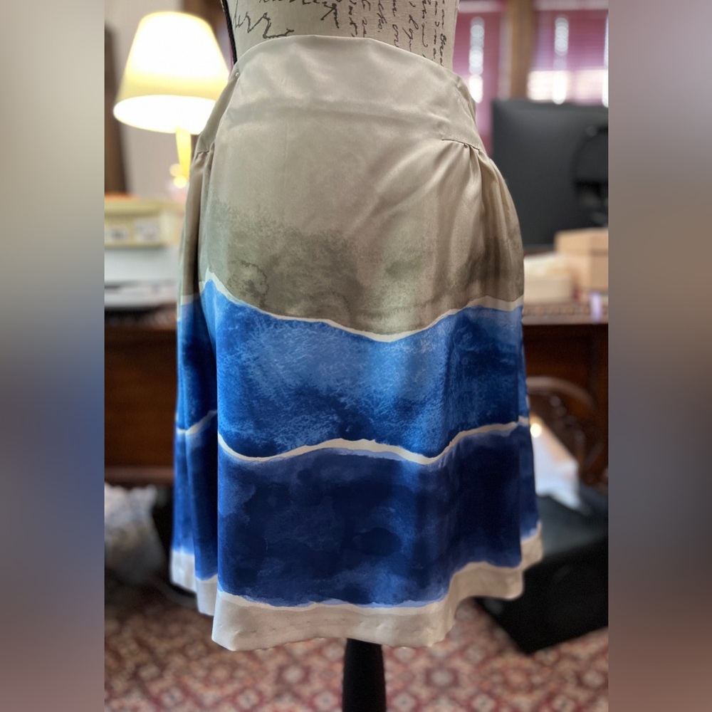 Victor Alfaro Silk Skirt ~ Indigo Bloom